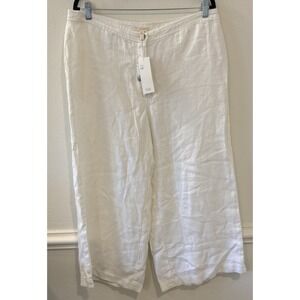 Eileen Fisher Women's 14 Organic Linen Wide Leg Cropped Pants NWT